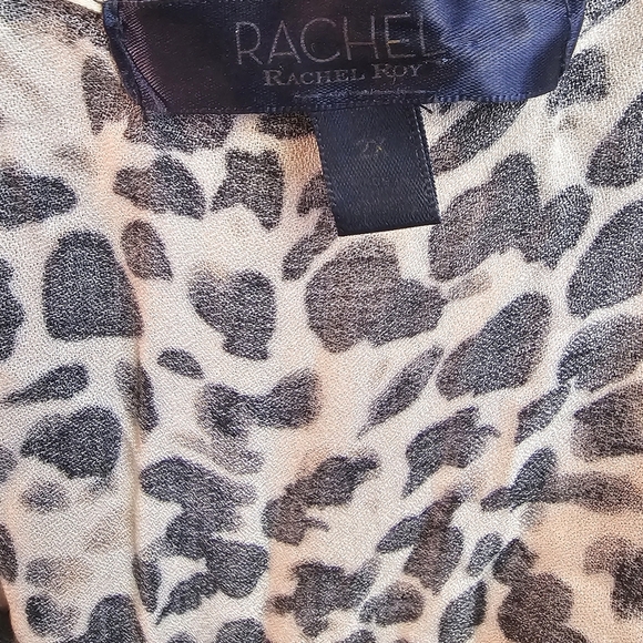 Rachel Roy Hi-Lo Dress Womens Plus 2X Flutter Sleeves Leopard Print Mob Wife - Picture 6 of 7